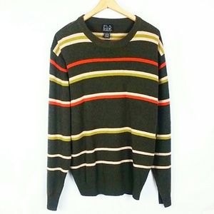 Jos A. Bank Green Striped Wool Sweater